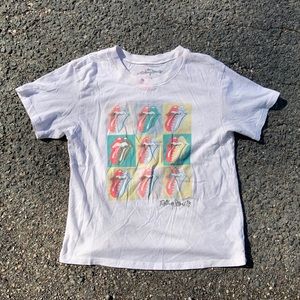 The Rolling Stones Short Sleeve Band Logo T-Shirt White Size Small
